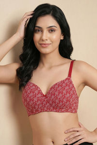 Zivame Padded Regular Wired 3/4th Coverage Tshirt Bra - Red Flowy Floral — thumbnail 5